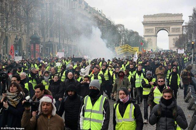 افزایش خشونت ها در اعتراضات جلیقه زردهای فرانسه